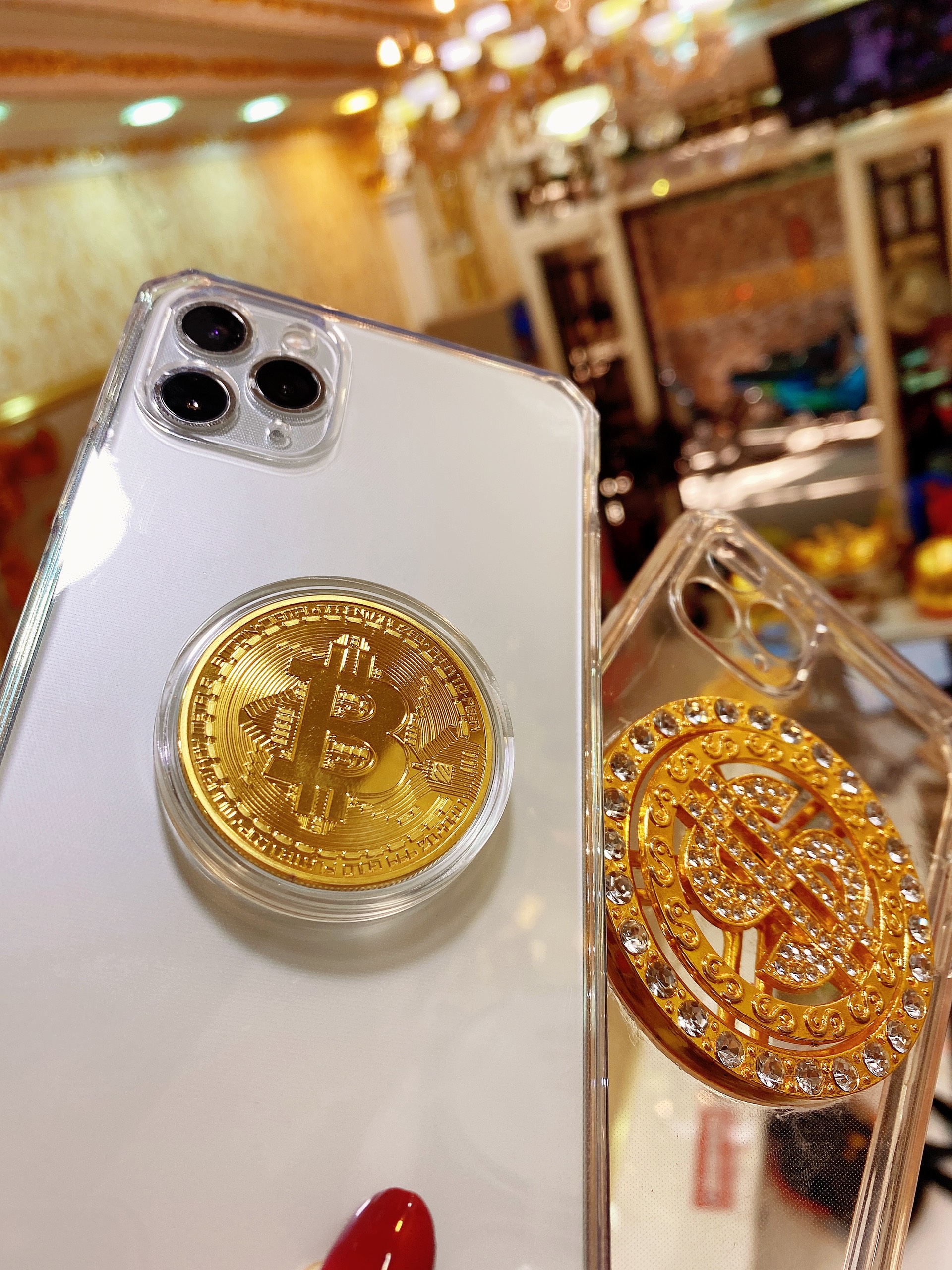 Ốp Trong Suốt Đồng Tiền Bitcoin Viền Vuông Kiểu Dáng iPhone 12