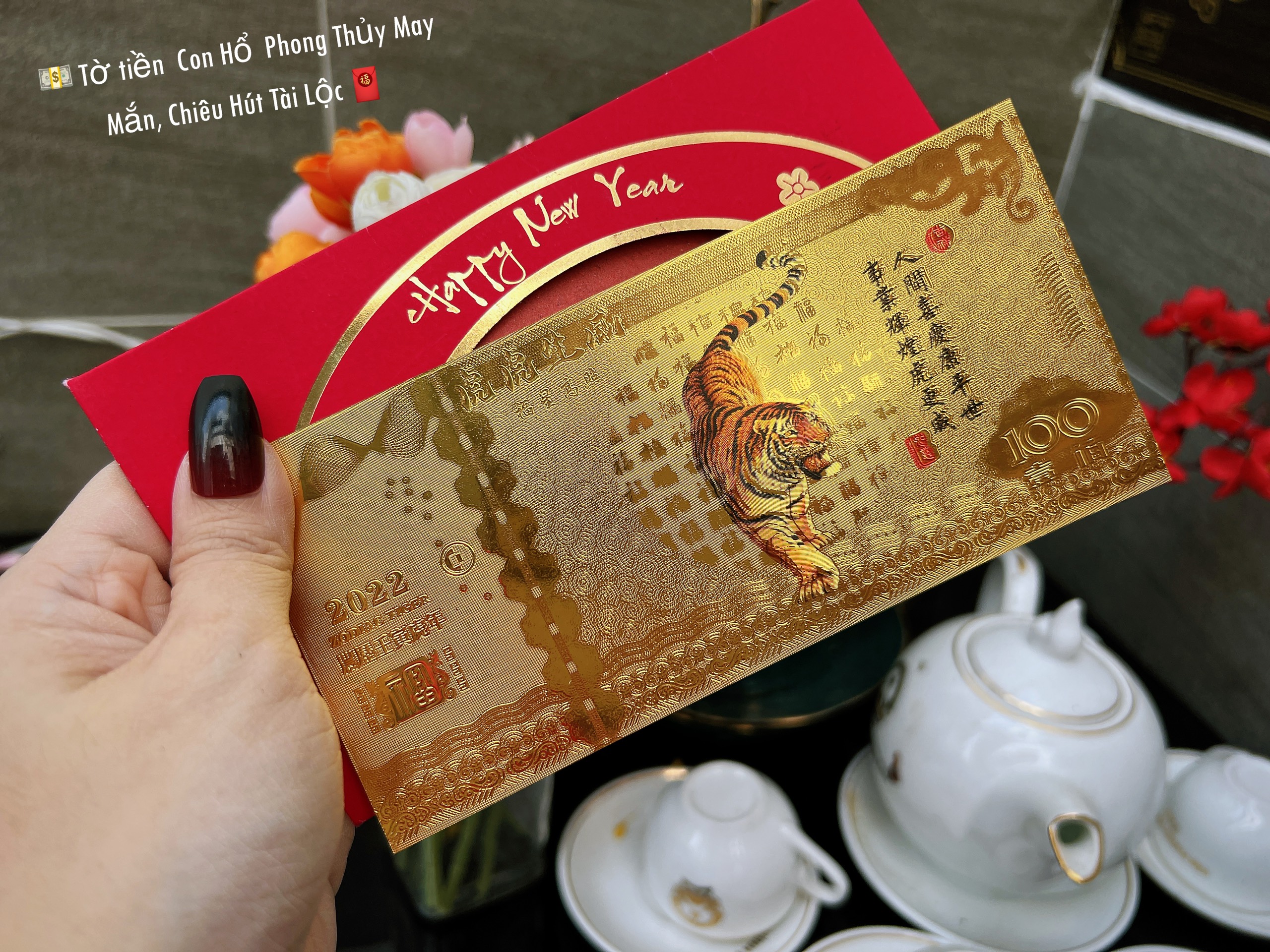 Set tiền Con Hổ plastic mạ vàng Phong Thủy May Mắn